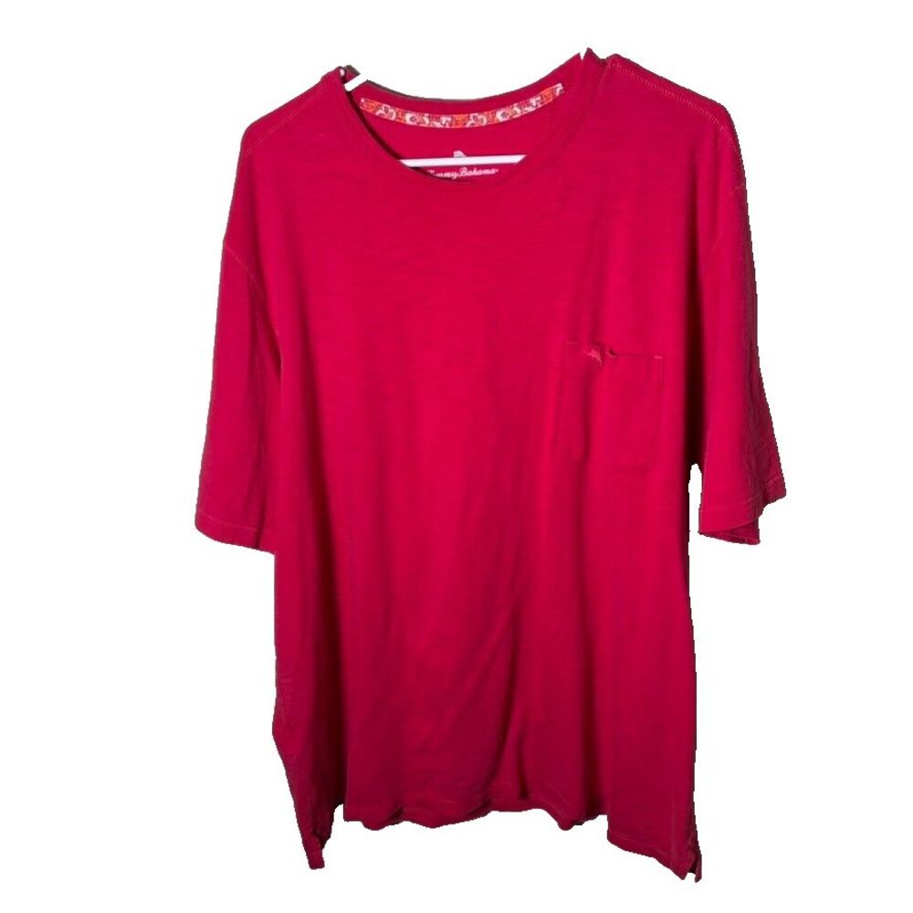 Tommy Bahama T-Shirt Men's XL Cotton Short Sleeve Pocket Pink Basic Casual